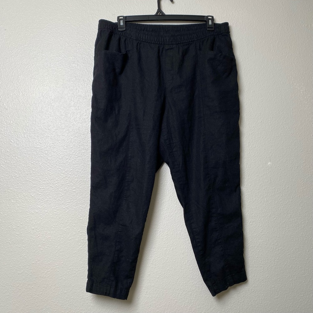 Old Navy High Rise Tapered Ankle Black Linen Blend Pants Size XL